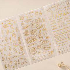 Hinoki - 'Daily Essentials' Gold Foil Print-On Sticker Set