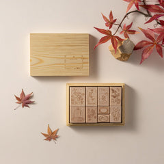 Hinoki - 'Into the Fall' Engraved Wooden Stamps Set