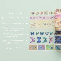 Tsuki 'Flutter + Dream' Washi Tape Set by Notebook Therapy x Pelinkan ☾