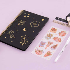 Tsuki Black Paper Ringbound Bullet Journal ☾