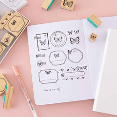 Tsuki 'Flutter + Dream' Bullet Journal Stamp Set by Notebook Therapy x Pelinkan ☾