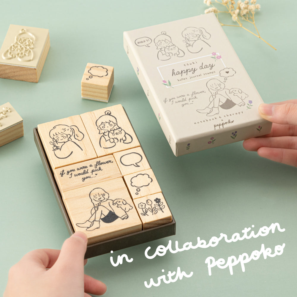Tsuki 'Happy Day' Bullet Journal Stamp Set by Notebook Therapy x Peppoko ☾