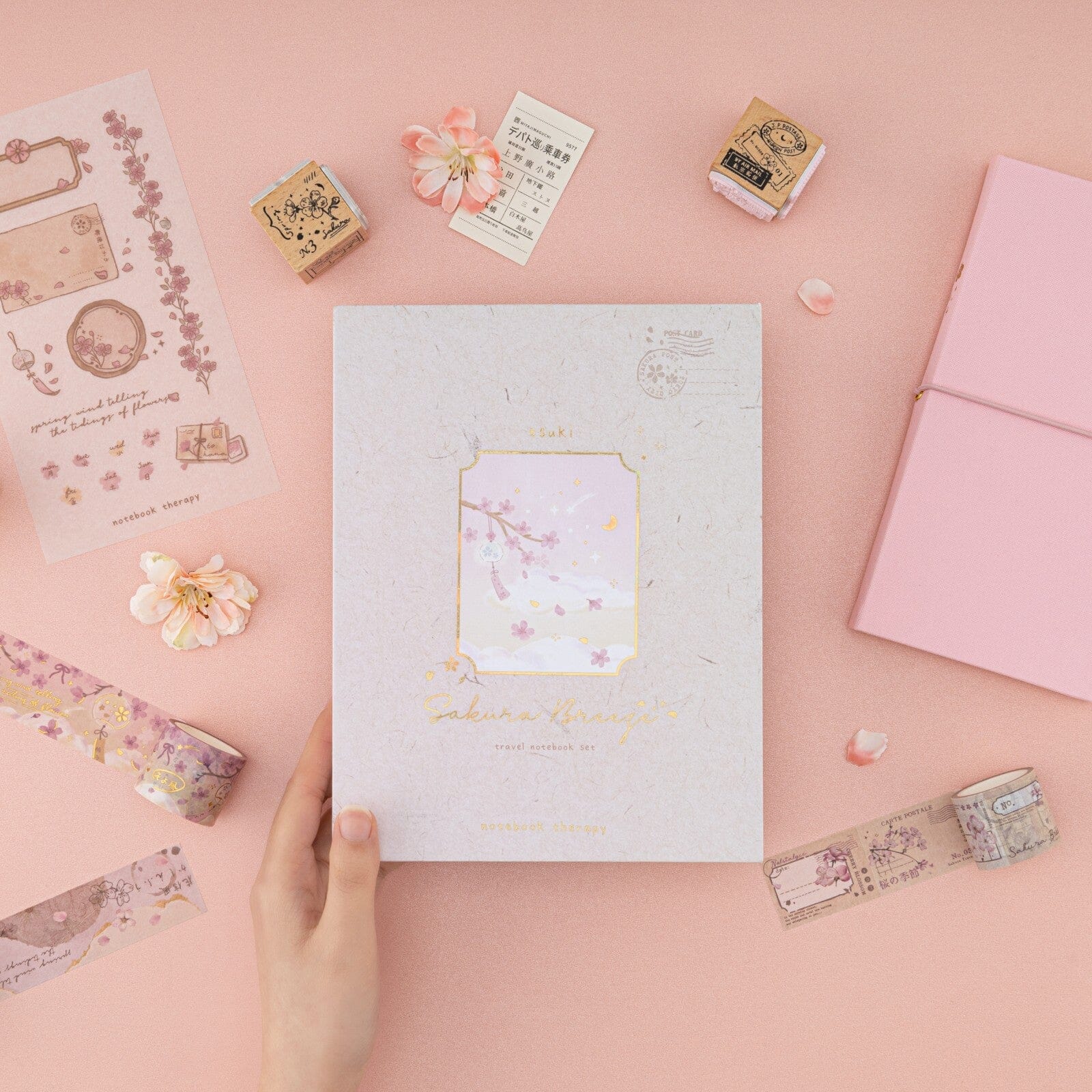 Tsuki 'Sakura Breeze' Travel Notebook Gift Set ☾