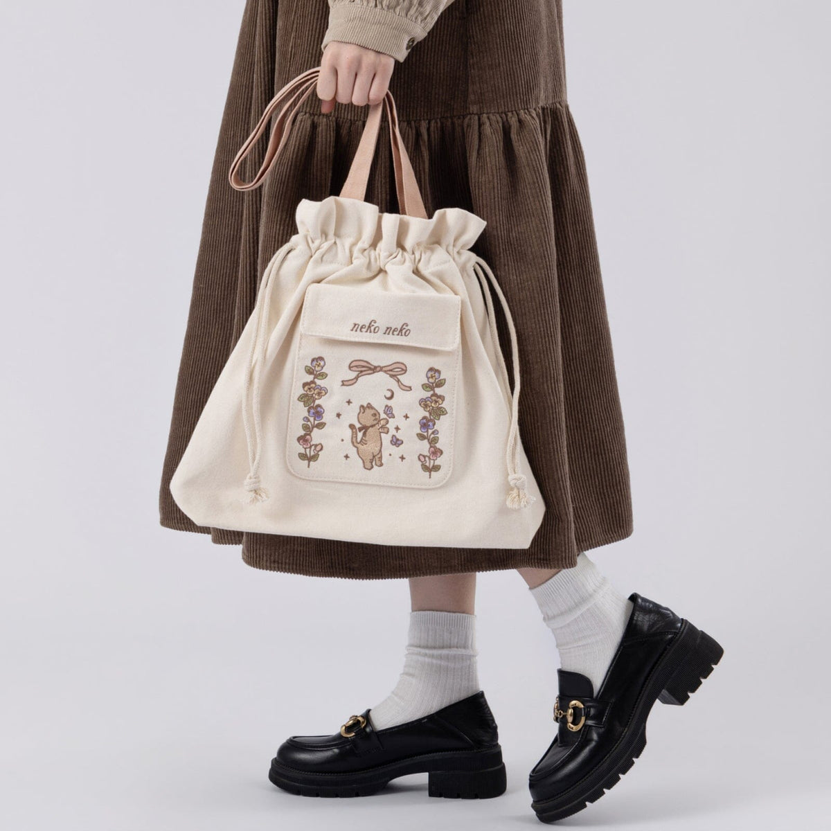 Tsuki 'Vintage Neko' Limited Edition Embroidered Tote Bag ☾