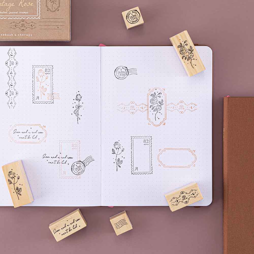 Tsuki 'Vintage Rose' Bullet Journal Stamp Set ☾