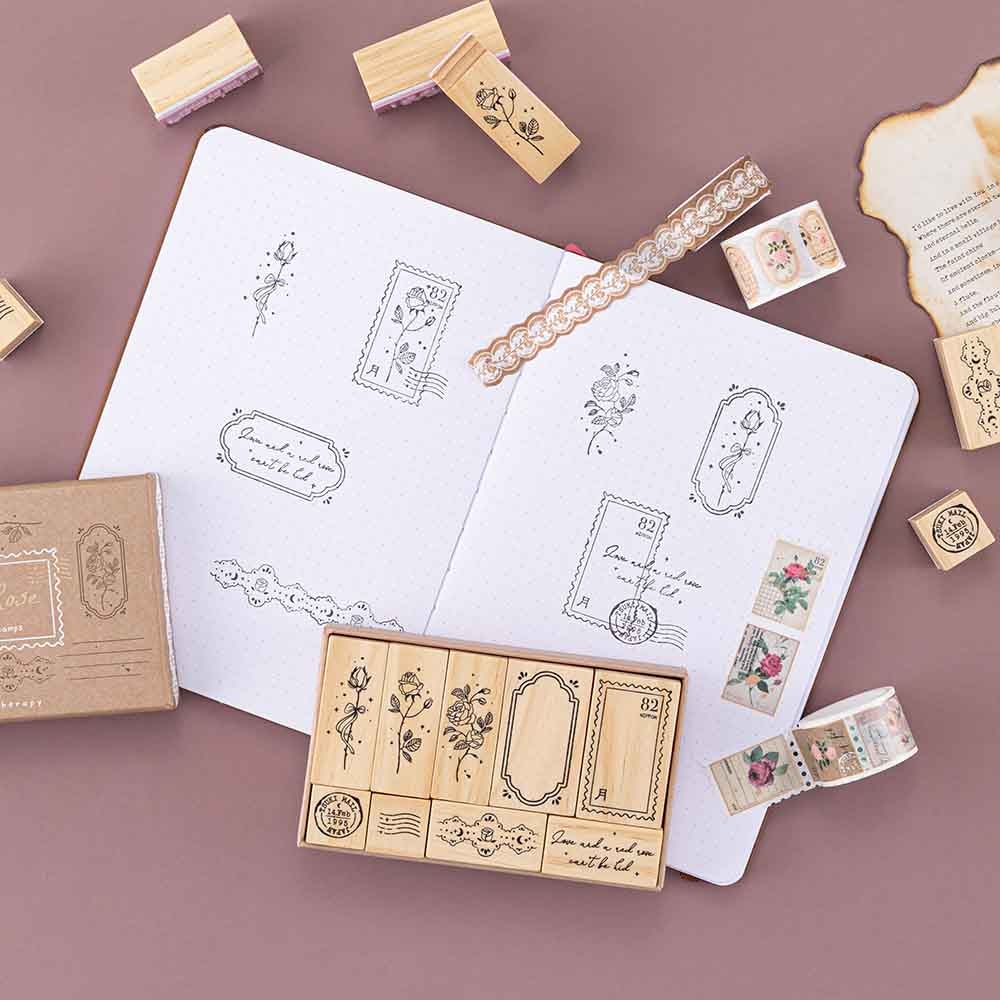 Tsuki 'Vintage Rose' Bullet Journal Stamp Set ☾