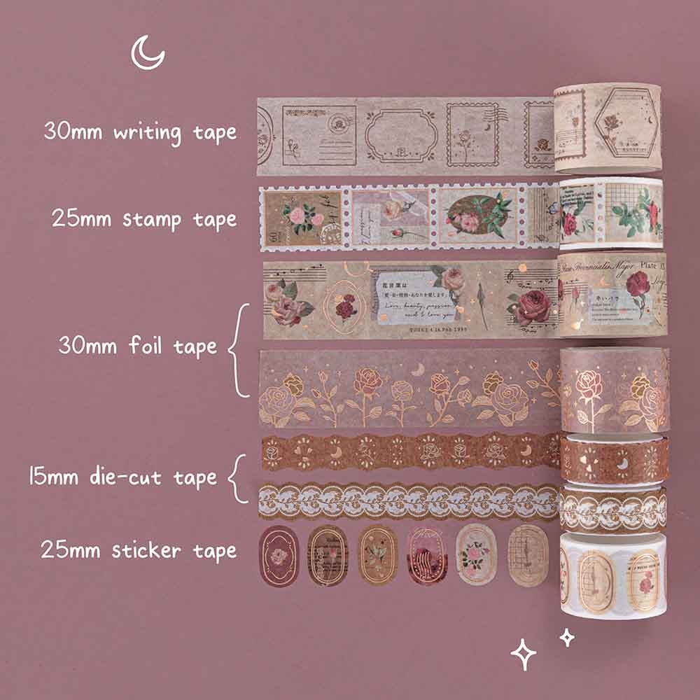 Tsuki 'Vintage Rose' Washi Tape Set ☾