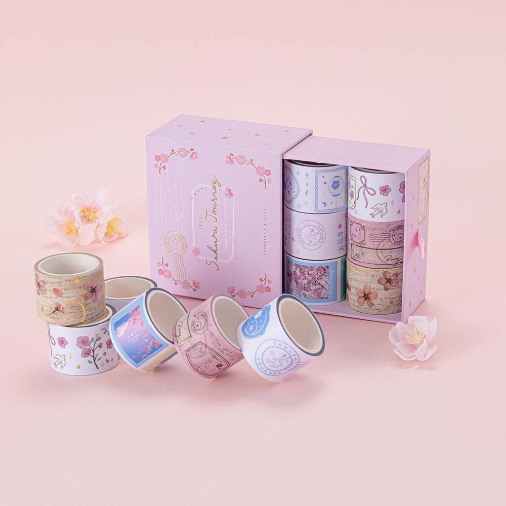 Tsuki 'Sakura Journey' Vintage Journal Washi Tape Set ☾