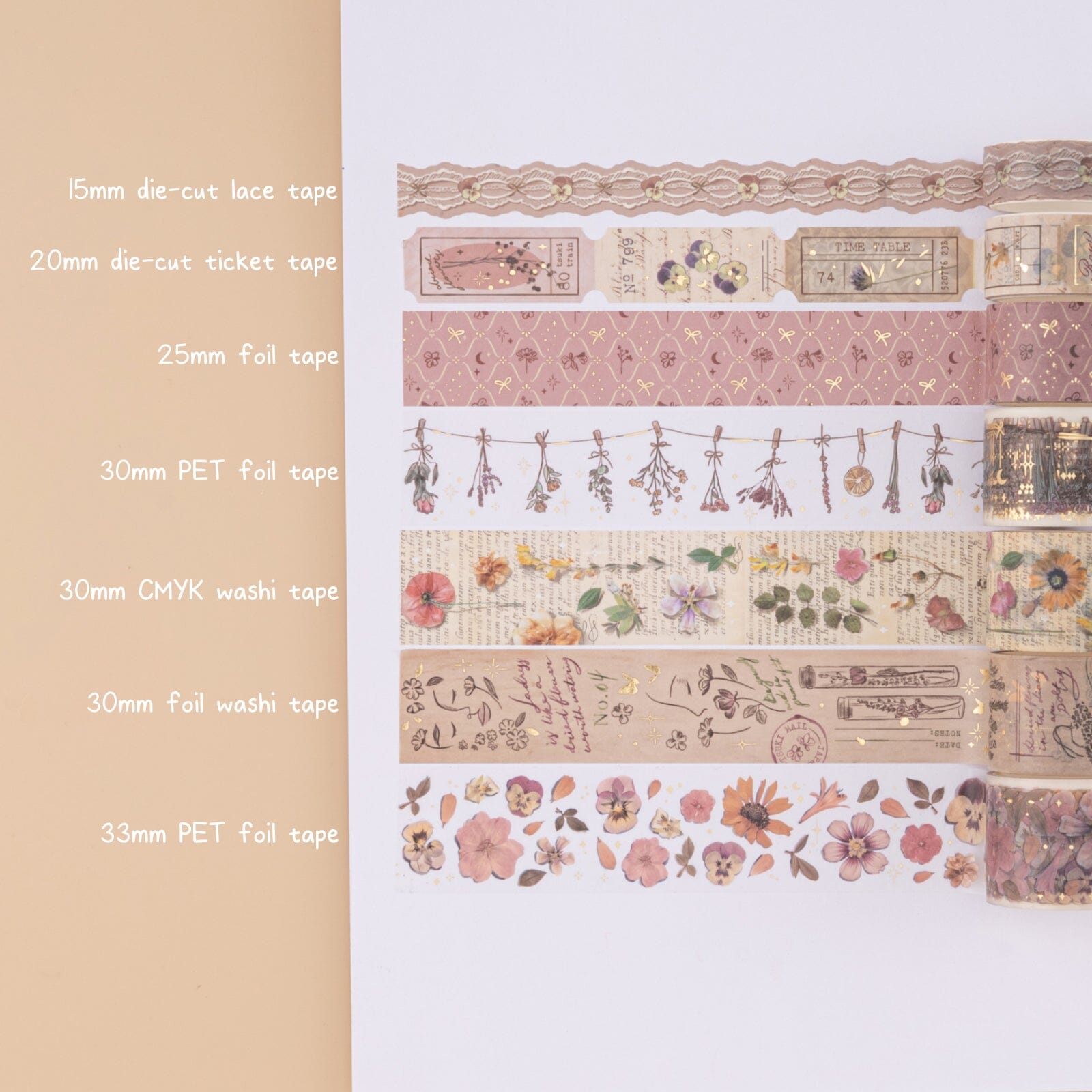 Tsuki 'Dried Flowers' Washi Tape Set ☾