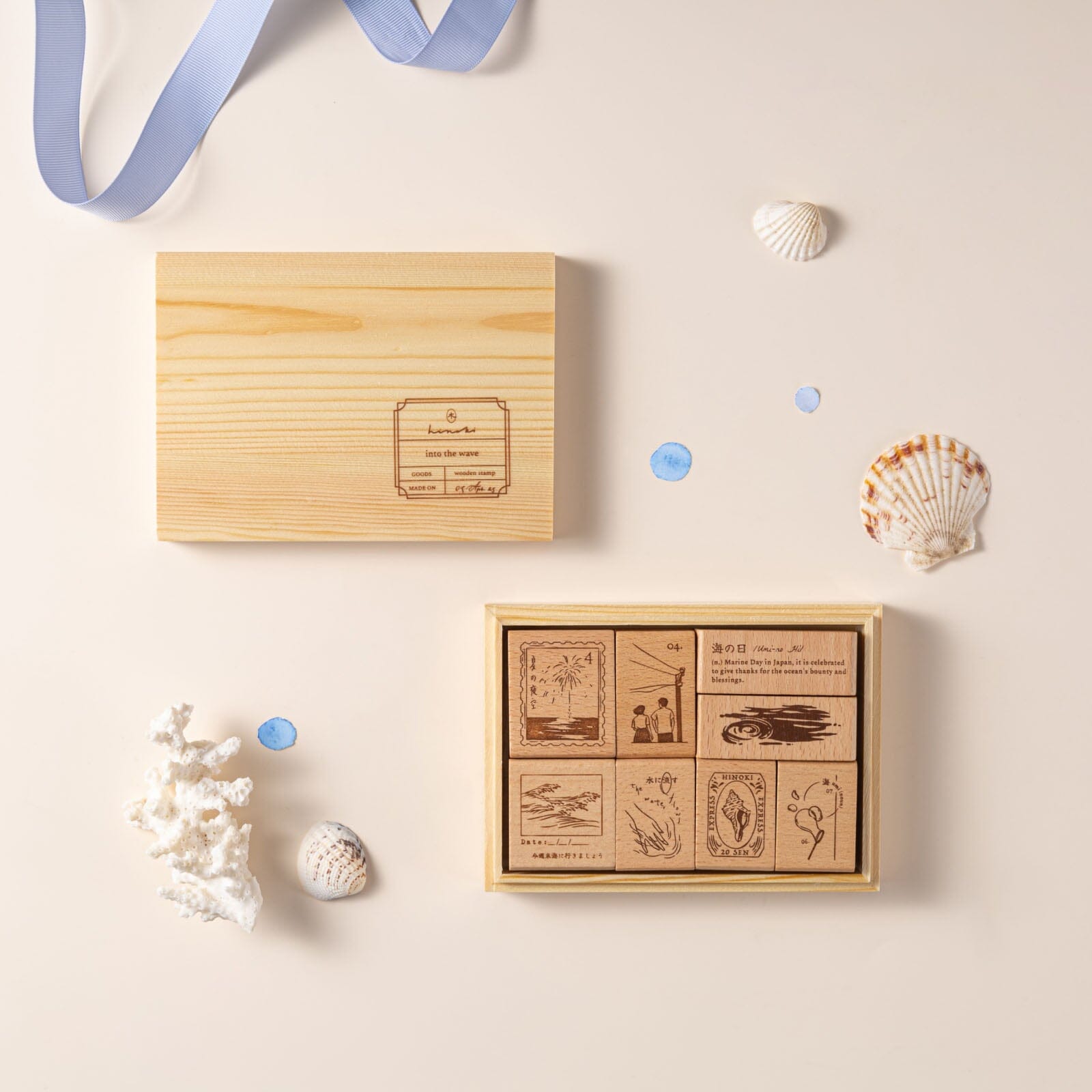 Hinoki - 'Into the Wave' Wooden Stamps Set