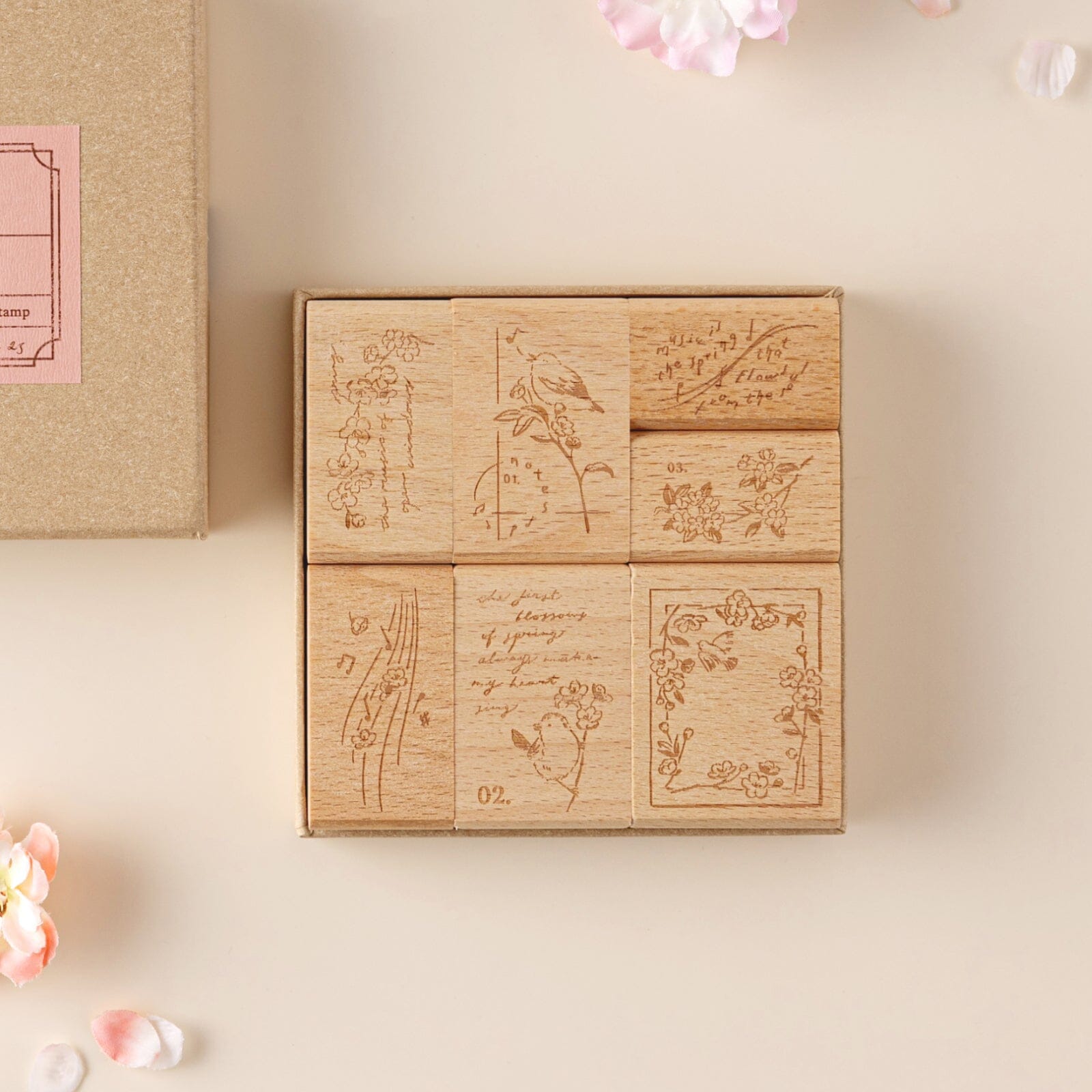 Hinoki - 'Into the Song' Engraved Wooden Stamps Set