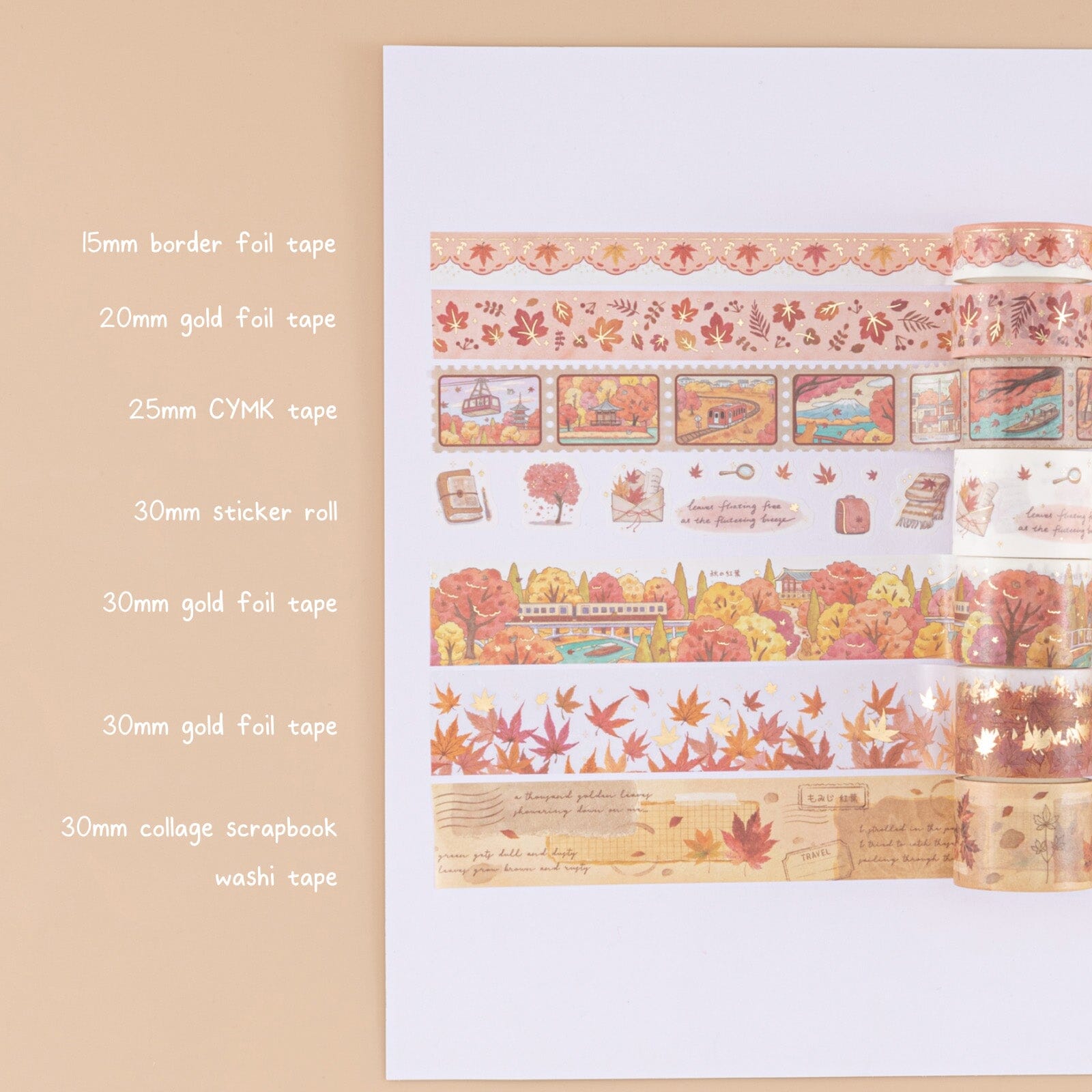 Tsuki 'Maple Journey' Washi Tape Set ☾
