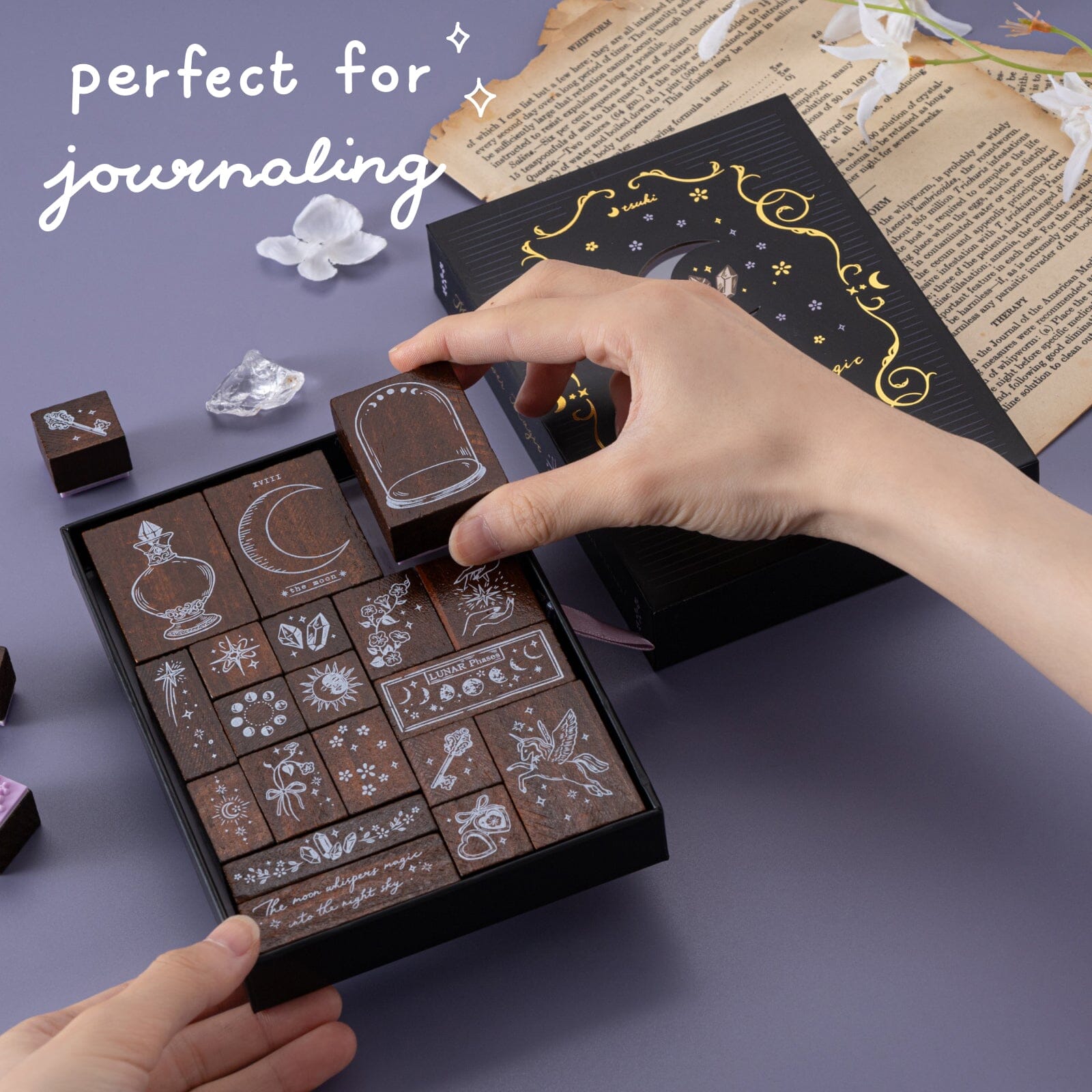 Tsuki 'Moonflower Magic' Bullet Journal Stamp Set ☾