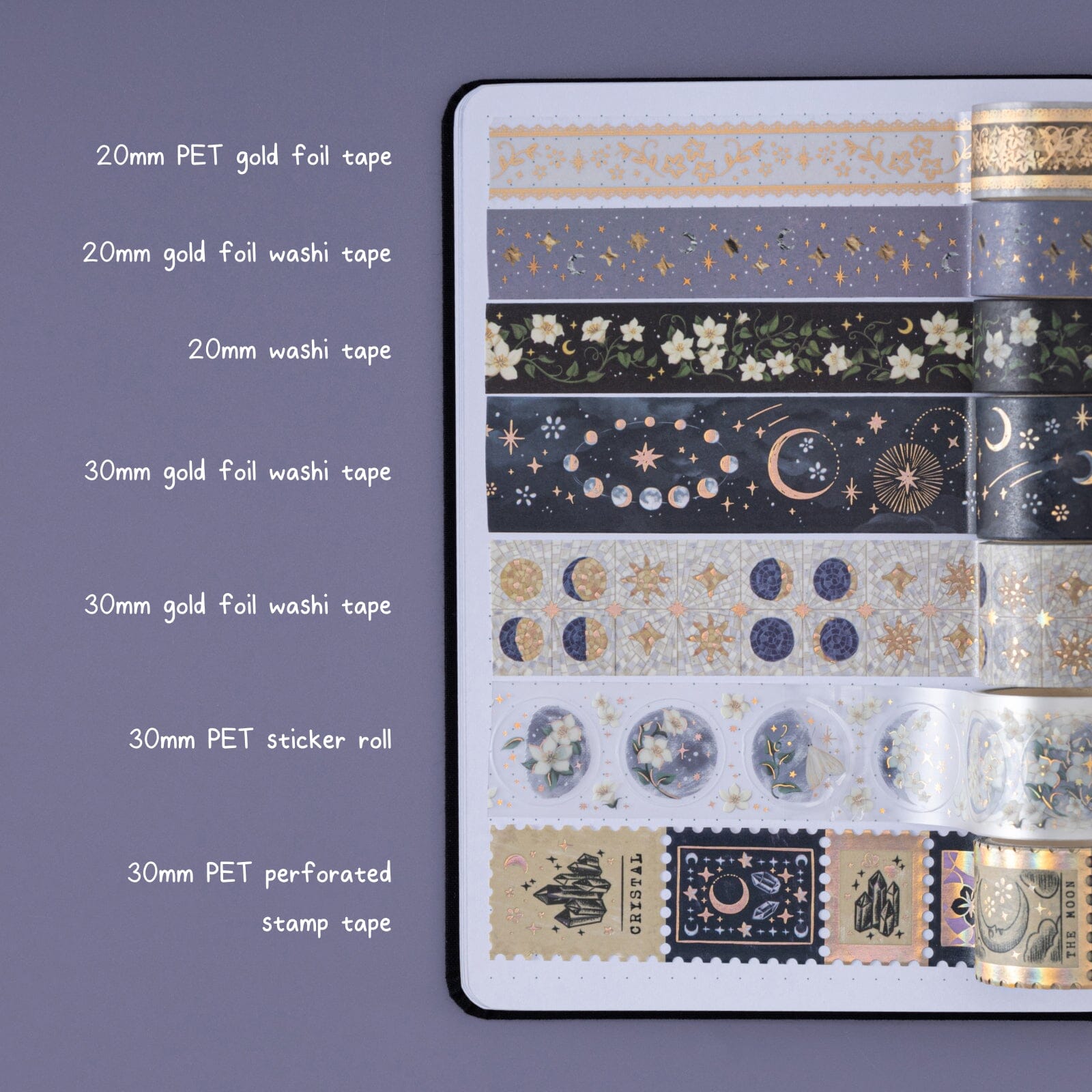 Tsuki 'Moonflower Magic' Washi Tape Set ☾