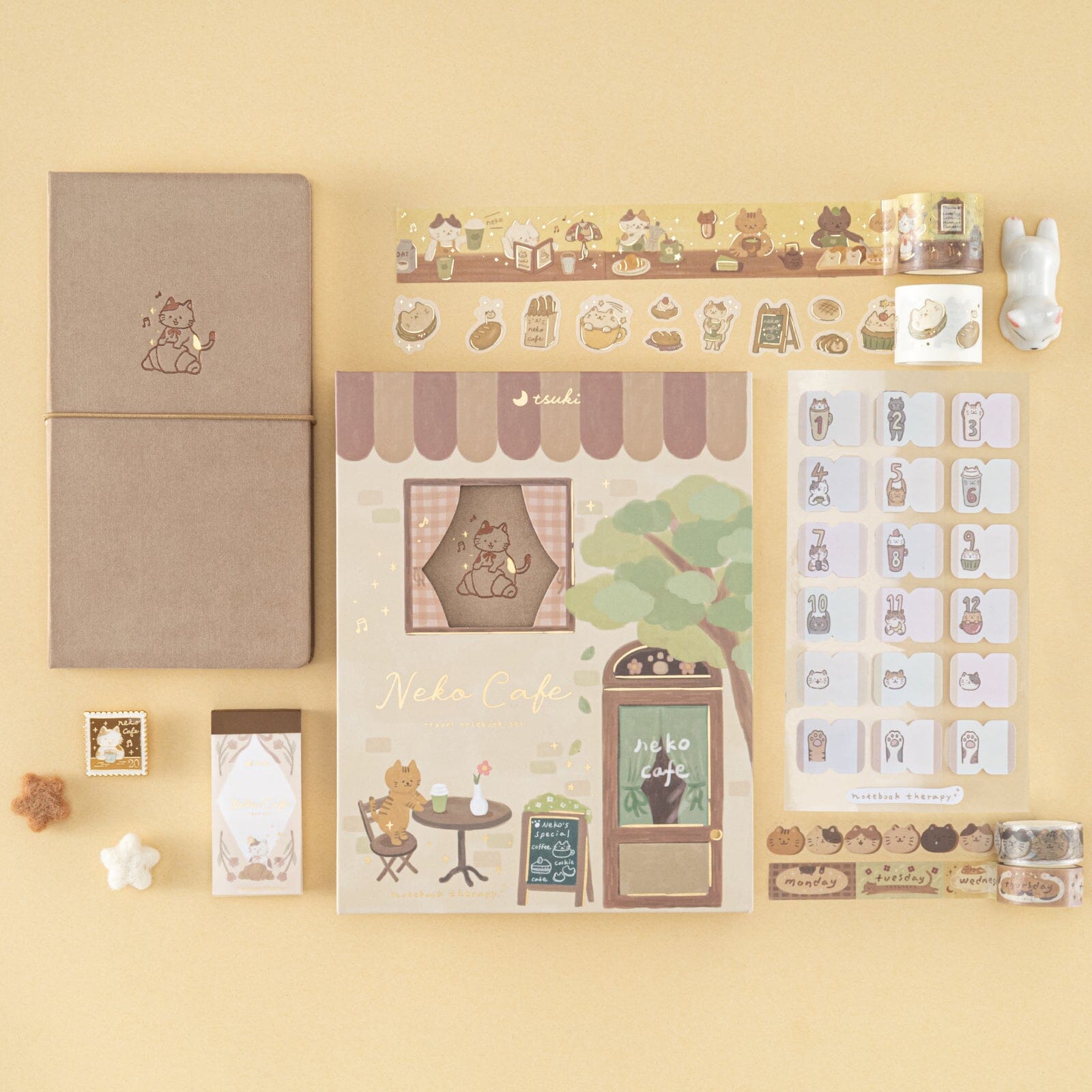 Tsuki 'Neko Cafe' Travel Notebook Gift Set ☾