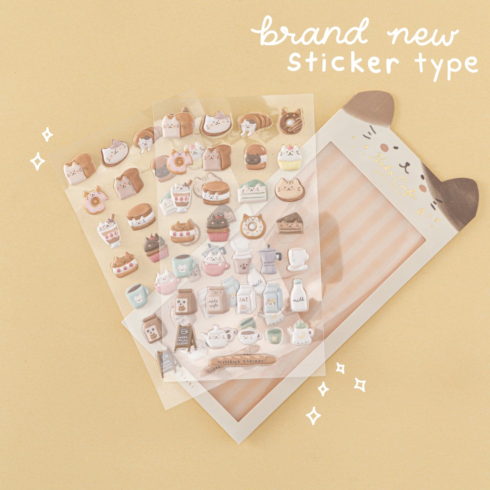 Tsuki 'Neko Cafe' 3D Puffy Sticker Set ☾