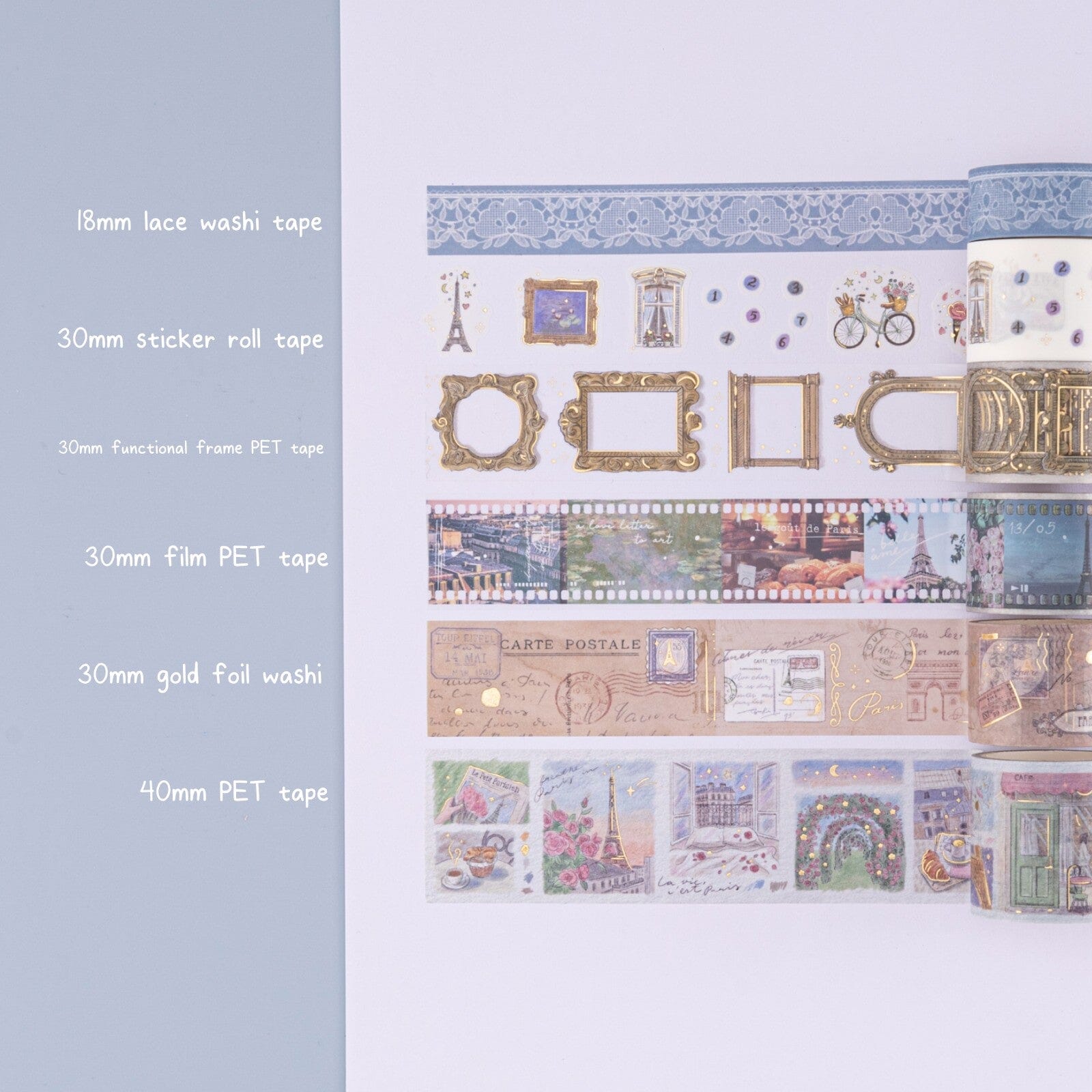 Tsuki 'Journée à Paris' Washi Tape Set ☾