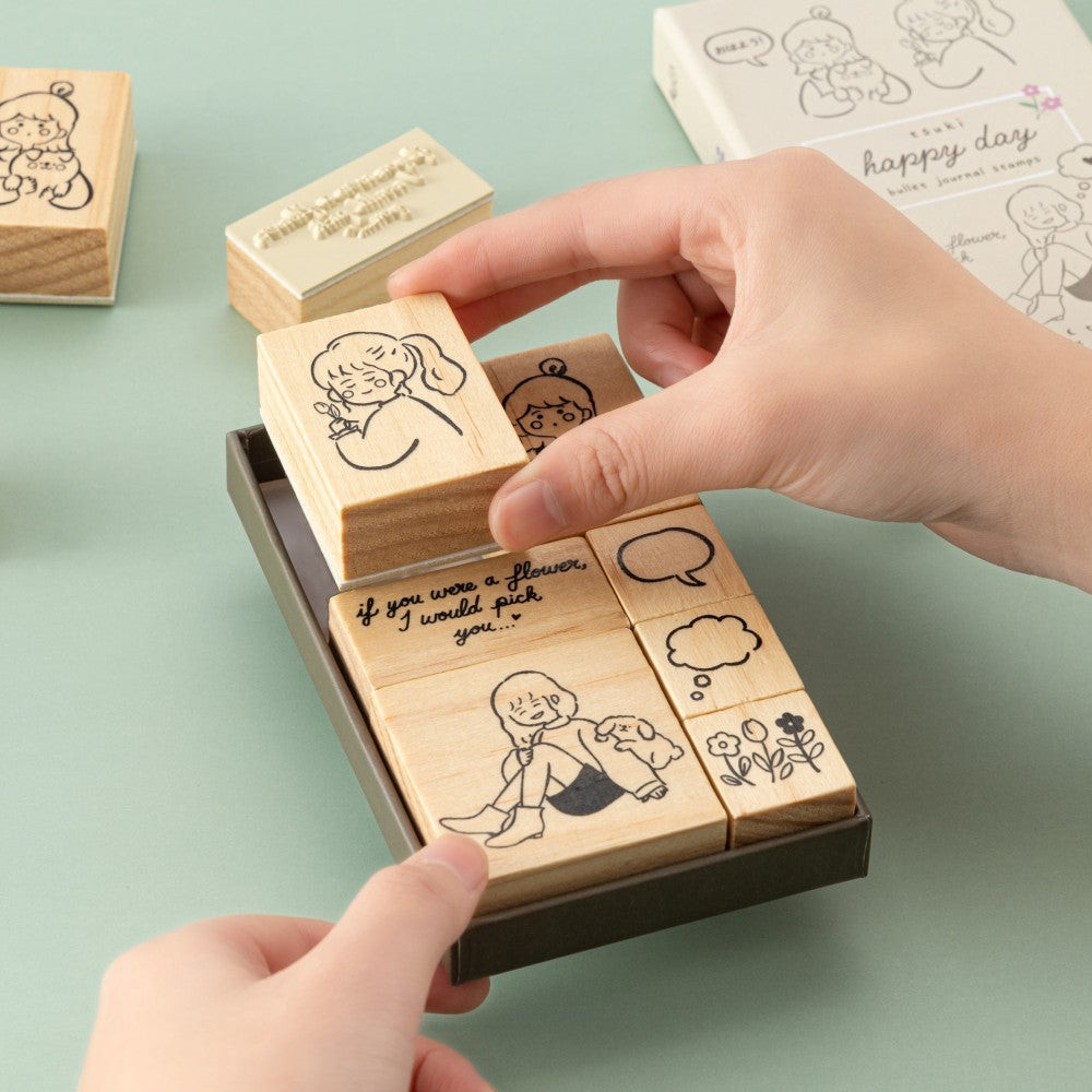 Tsuki 'Happy Day' Bullet Journal Stamp Set by Notebook Therapy x Peppoko ☾