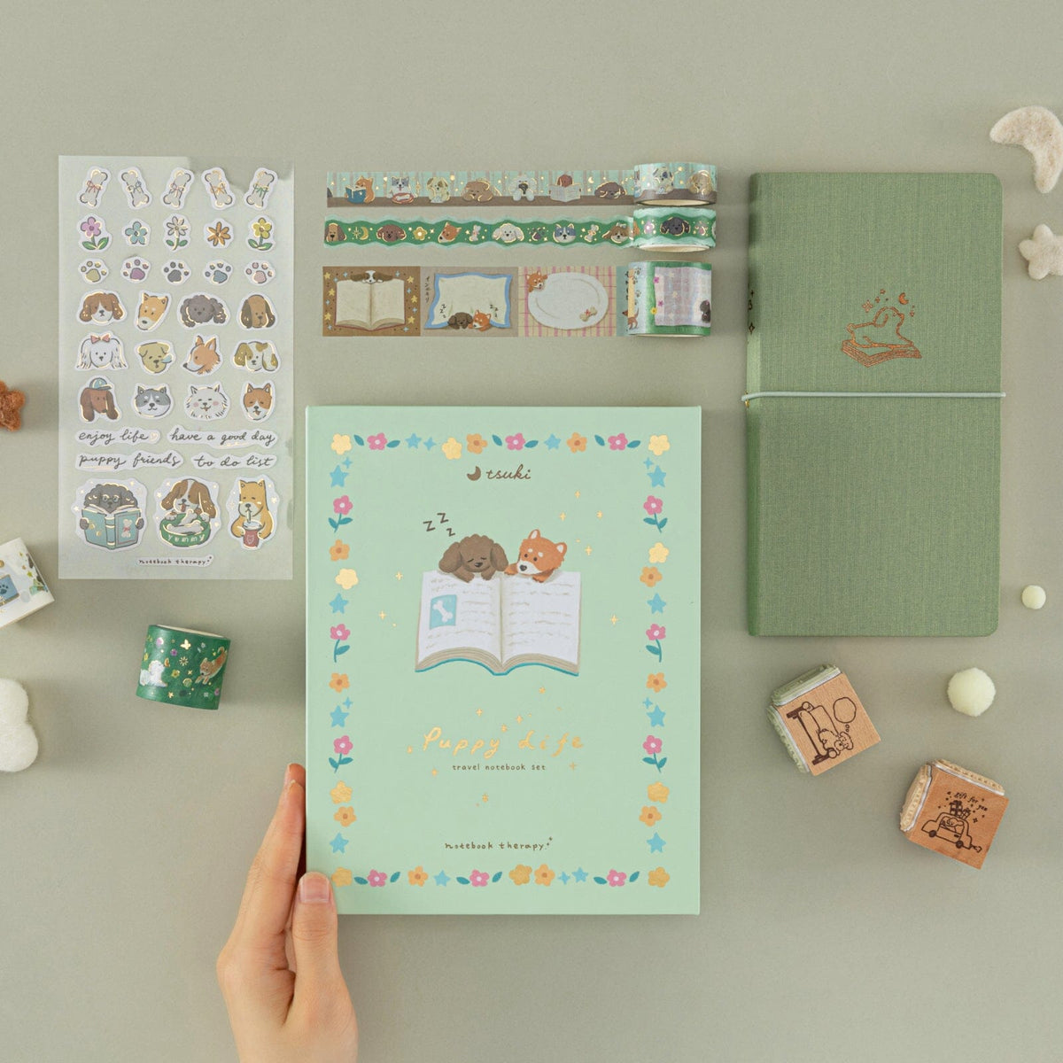 Tsuki 'Puppy Life' Travel Notebook Gift Set ☾