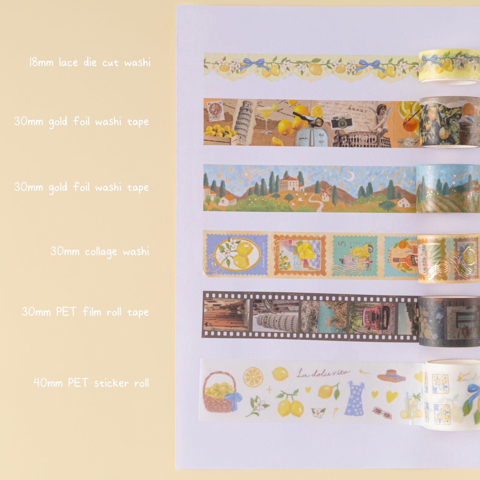 Tsuki 'Summer in Italy' Washi Tape Set ☾