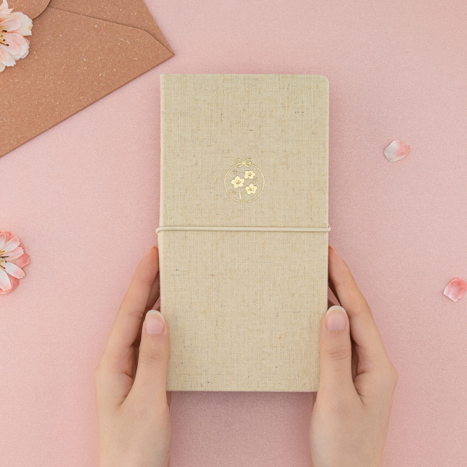 Tsuki 'Sakura Breeze' Kraft Paper Travel Notebook ☾