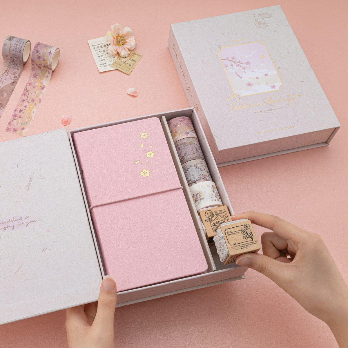 Tsuki 'Sakura Breeze' Travel Notebook Gift Set ☾