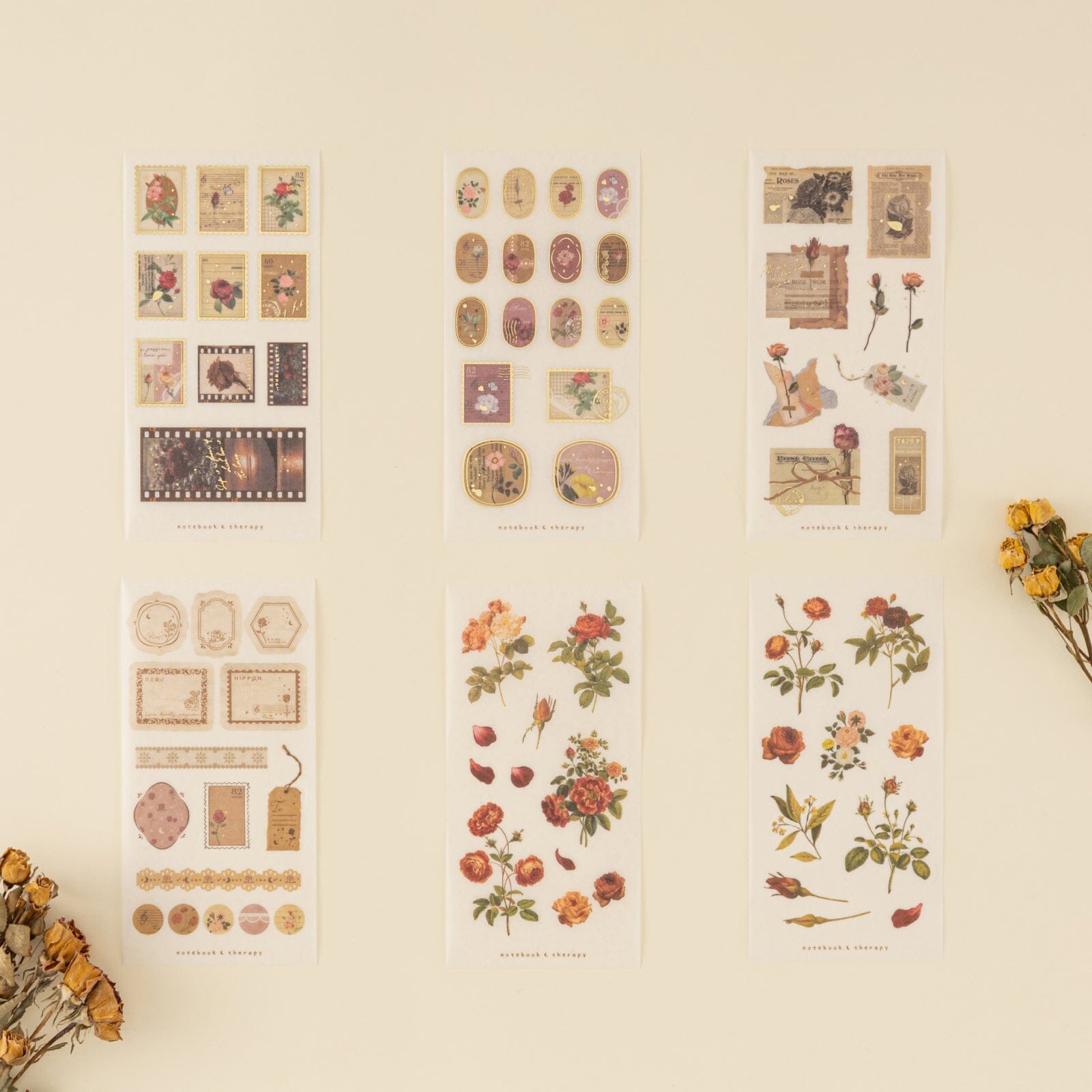 Tsuki 'Vintage Rose' Sticker Set ☾