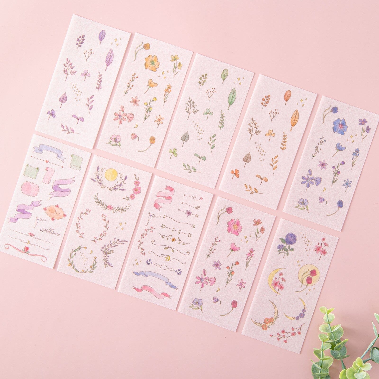 Tsuki 'Watercolour Garden' Stickers - Set Of 10