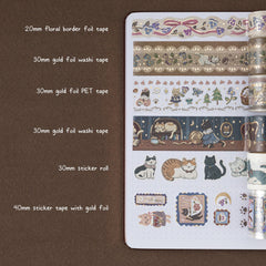 Tsuki 'Vintage Neko' Washi Tape Set ☾