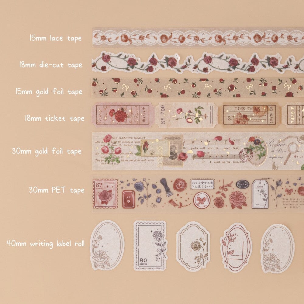 Tsuki 'Vintage Rose' #2 Washi Tape Set ☾