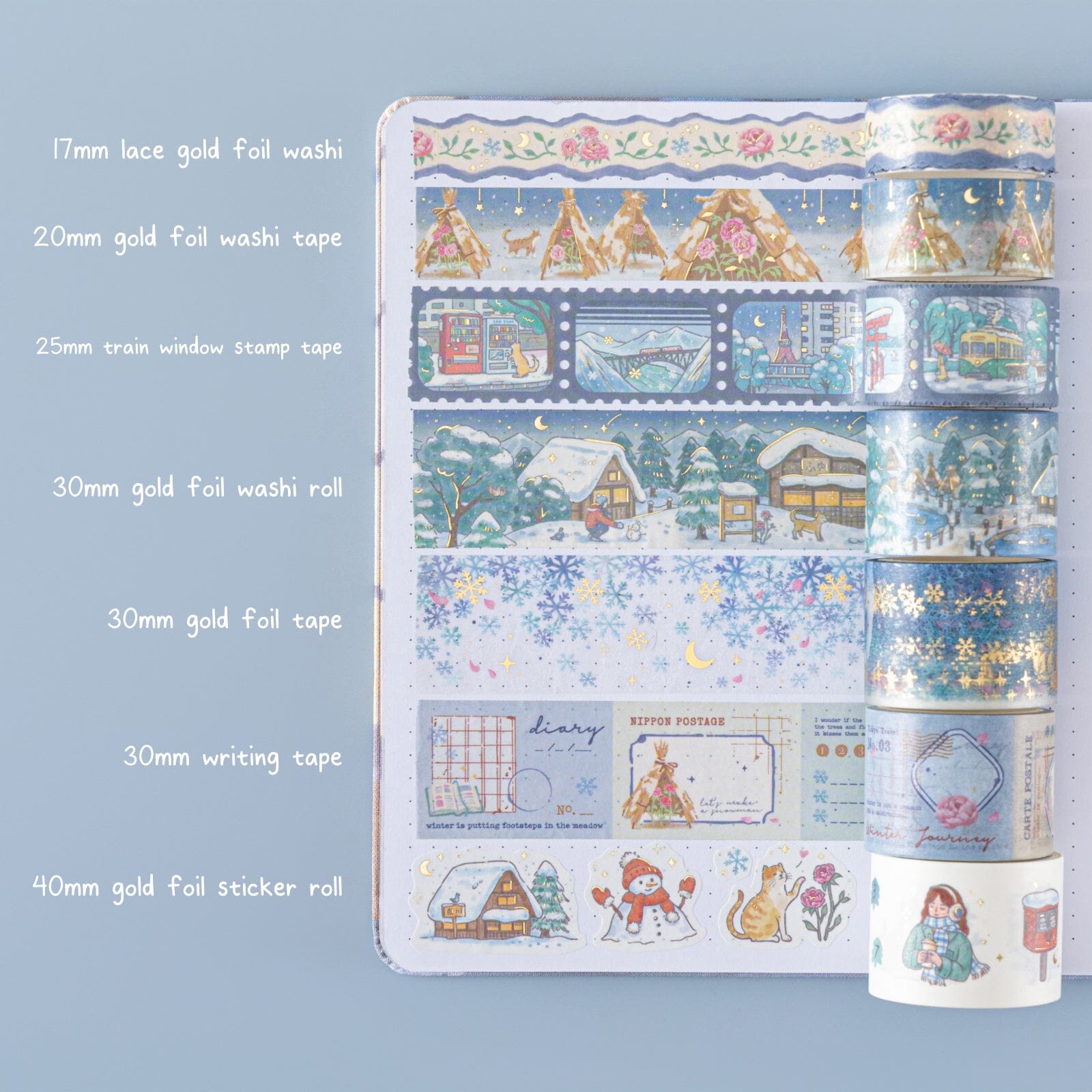 Tsuki 'Winter Journey' Washi Tape Set ☾