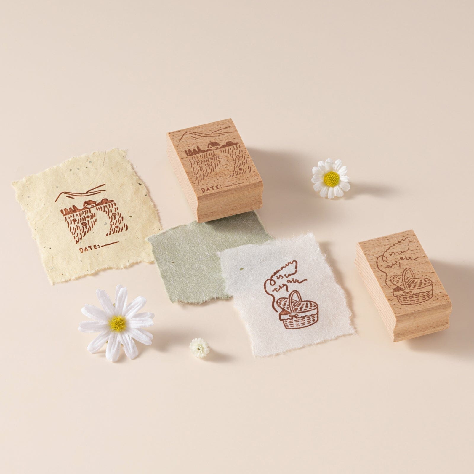 Hinoki - 'Into the Meadow' Engraved Wooden Stamp Set