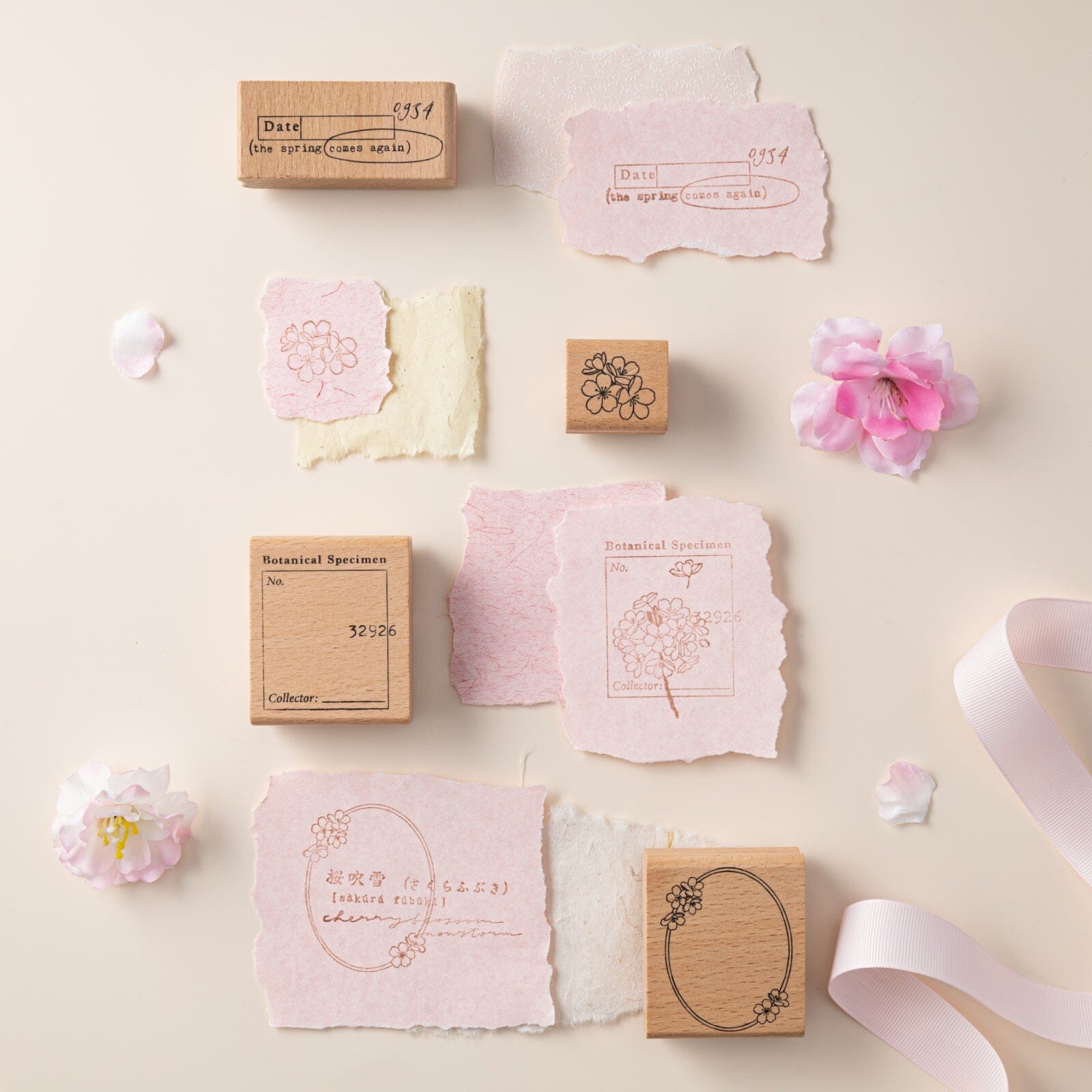 Hinoki - 'Into the Blossom' Wooden Stamps Set