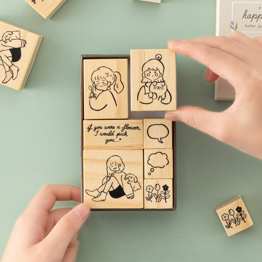 Tsuki 'Happy Day' Bullet Journal Stamp Set by Notebook Therapy x Peppoko ☾