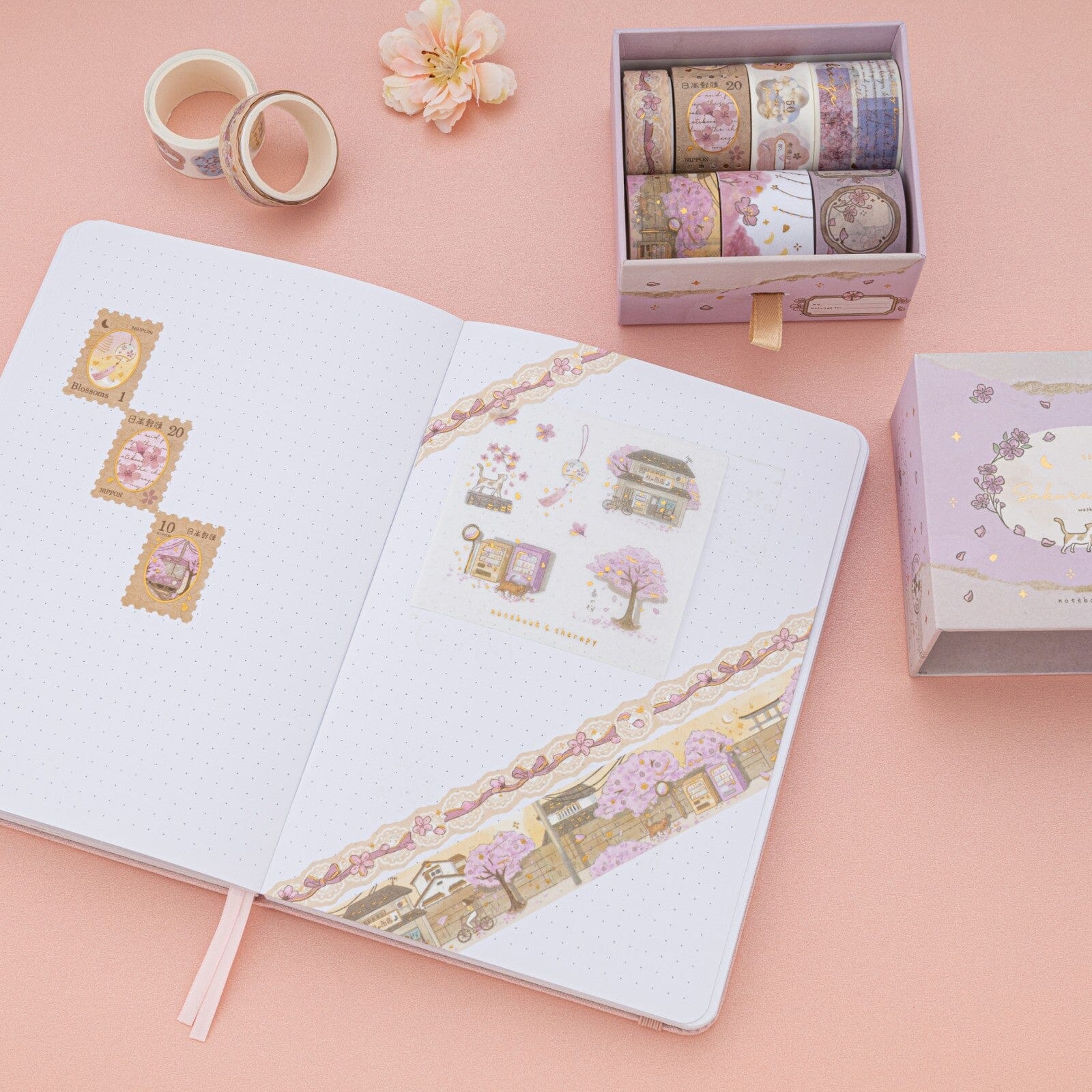 Tsuki 'Sakura Breeze' Washi Tape Set ☾