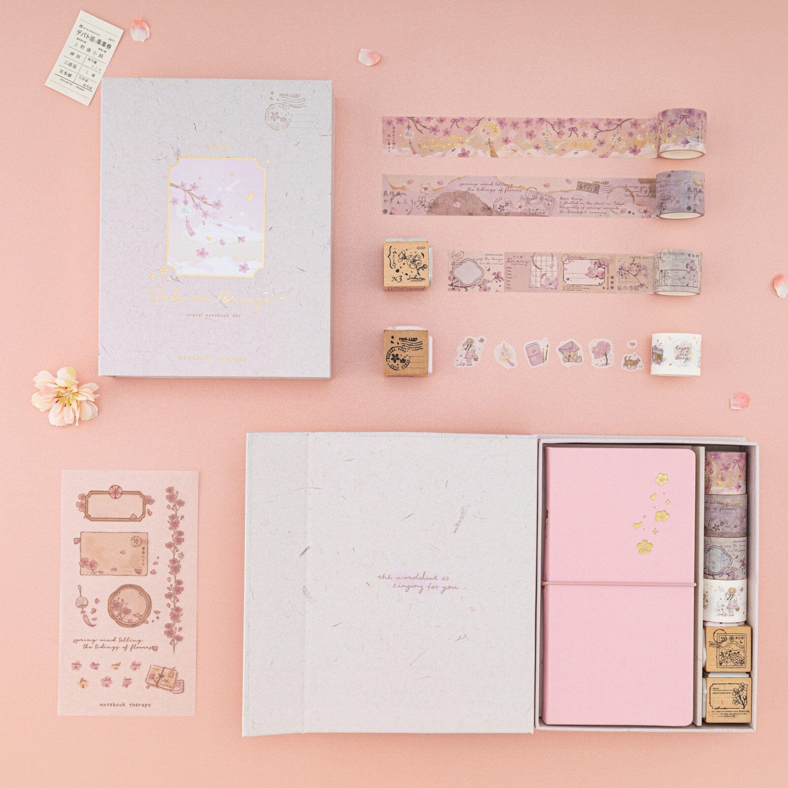 Tsuki 'Sakura Breeze' Travel Notebook Gift Set ☾