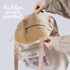 Tsuki 'Vintage Neko' Limited Edition Embroidered Tote Bag ☾