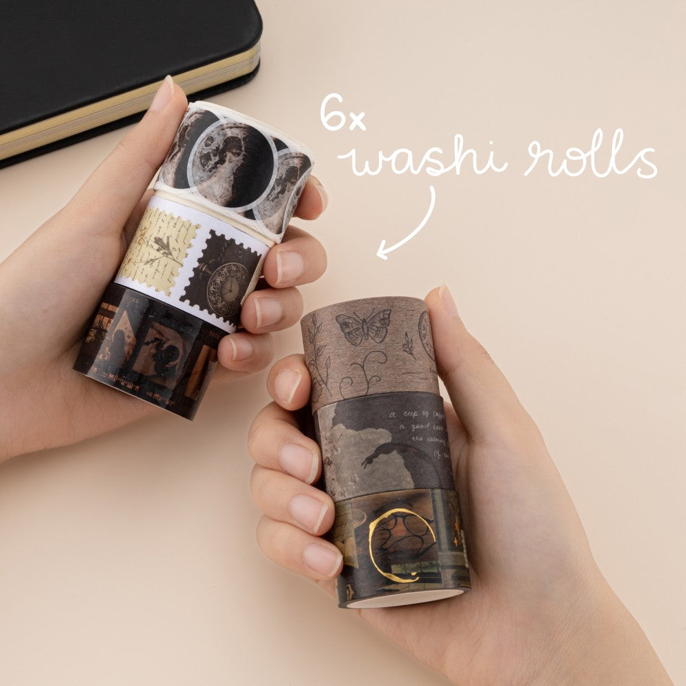 Tsuki 'Dark Academia' Washi Tape Set ☾