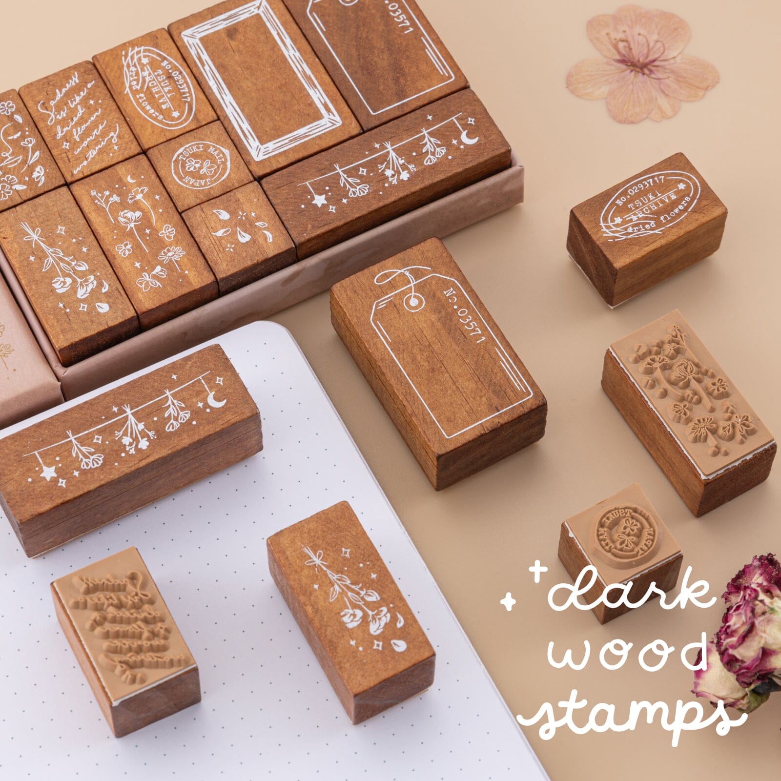 Tsuki 'Dried Flowers' Bullet Journal Stamp Set ☾