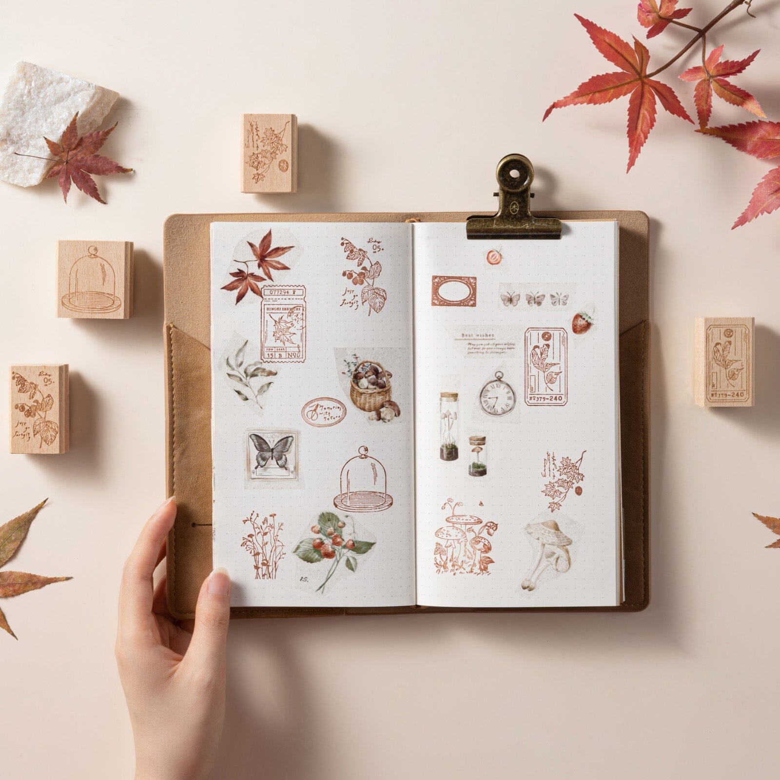 Hinoki - 'Into the Fall' Engraved Wooden Stamps Set