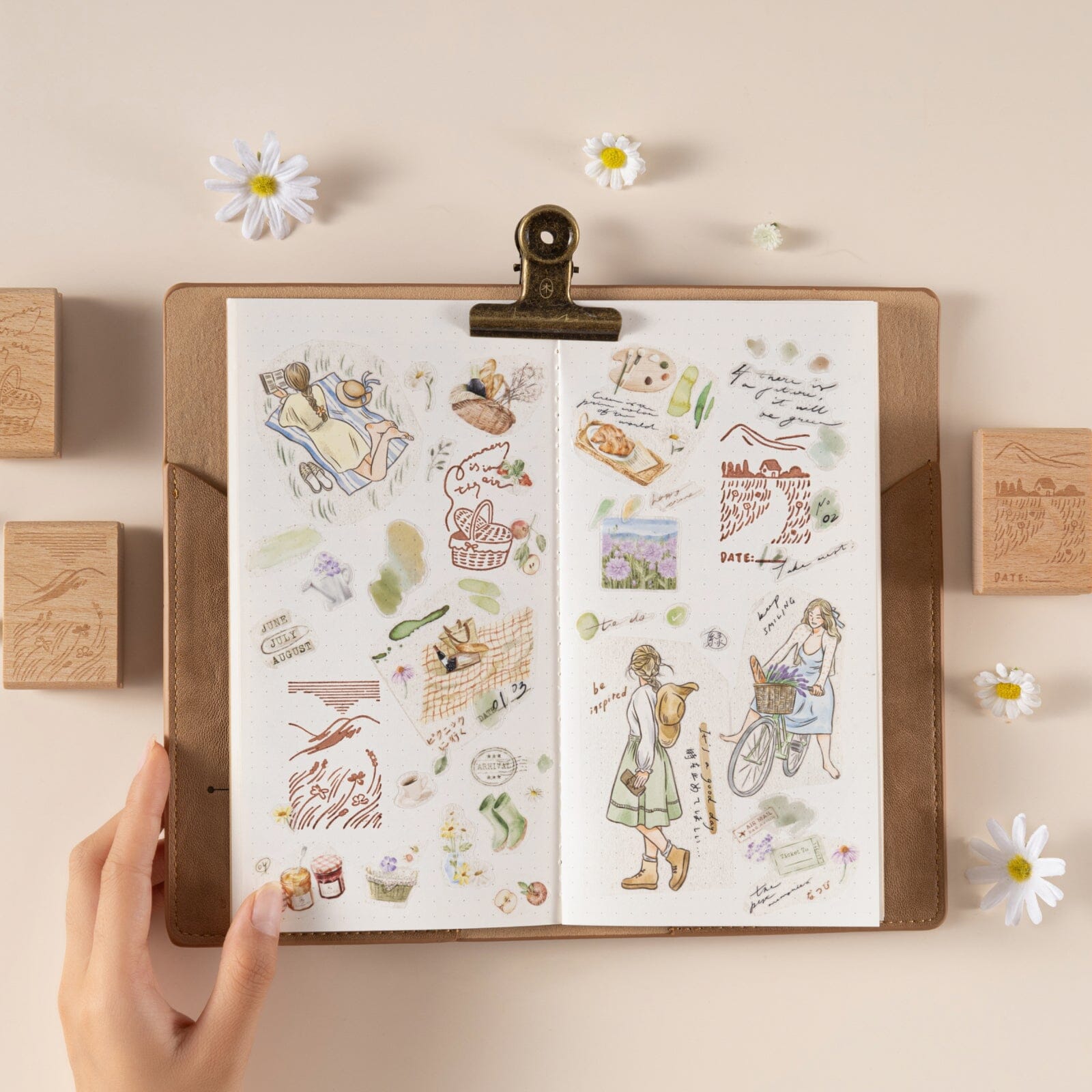Hinoki - 'Into the Meadow' Engraved Wooden Stamp Set