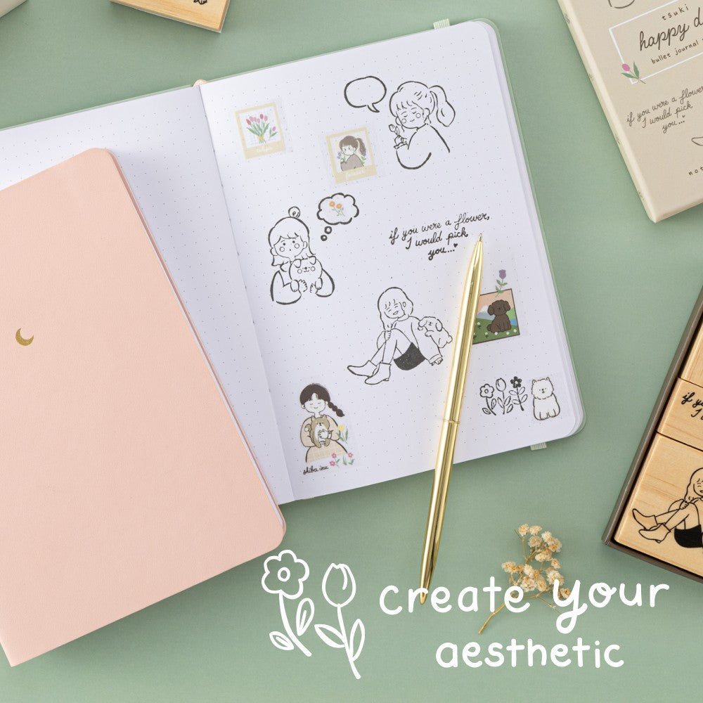 Tsuki 'Happy Day' Bullet Journal Stamp Set by Notebook Therapy x Peppoko ☾