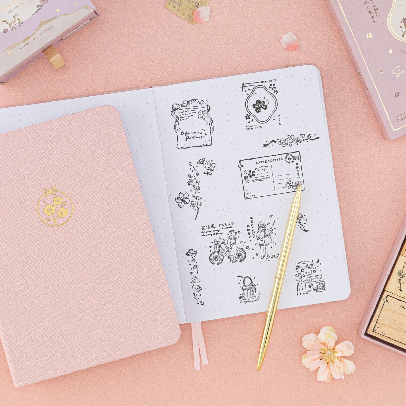 Tsuki 'Sakura Breeze' Bullet Journal Stamp Set ☾