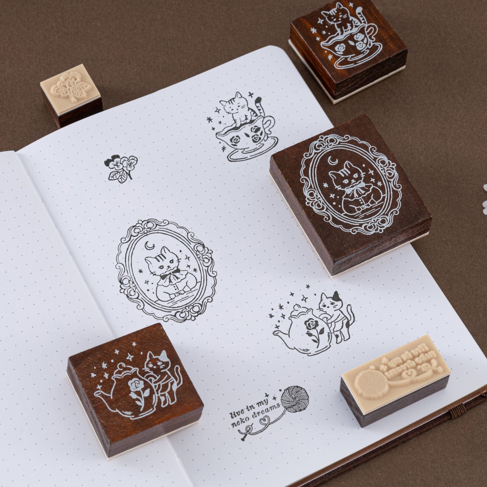 Tsuki 'Vintage Neko' Bullet Journal Stamp Set ☾