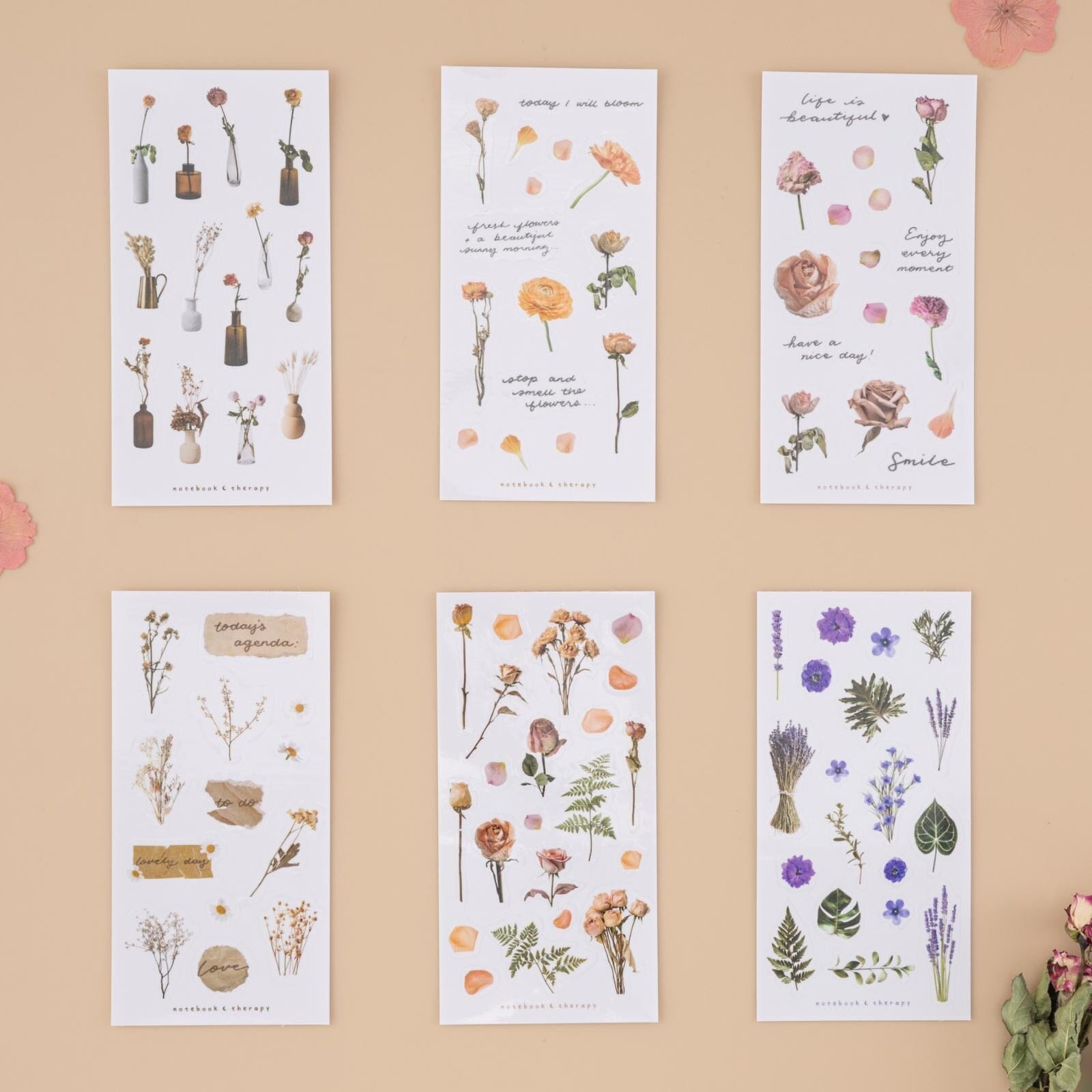 Tsuki 'Dried Flowers' Transparent Sticker Set ☾