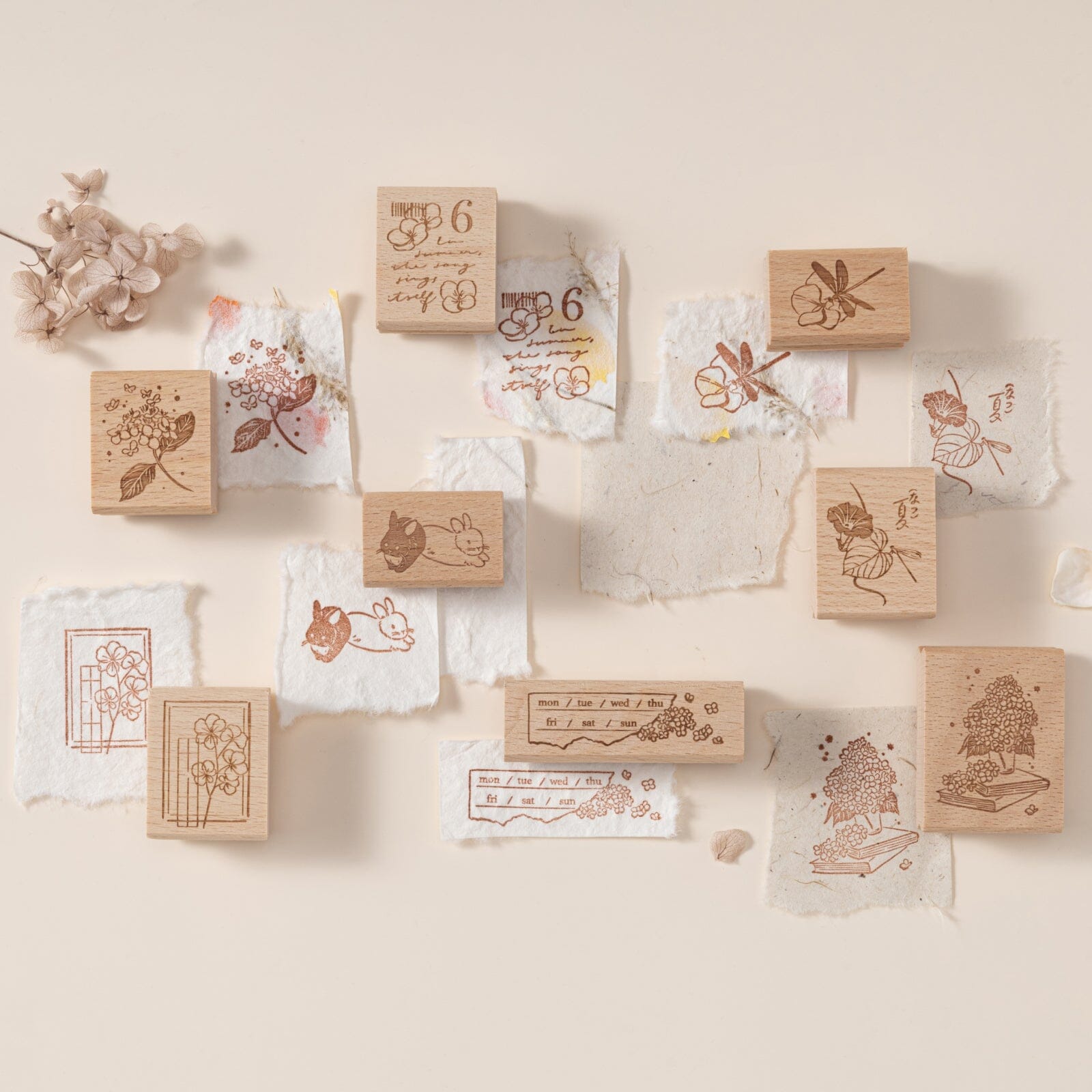 Hinoki - 'Into the Summer' Engraved Wooden Stamp Set