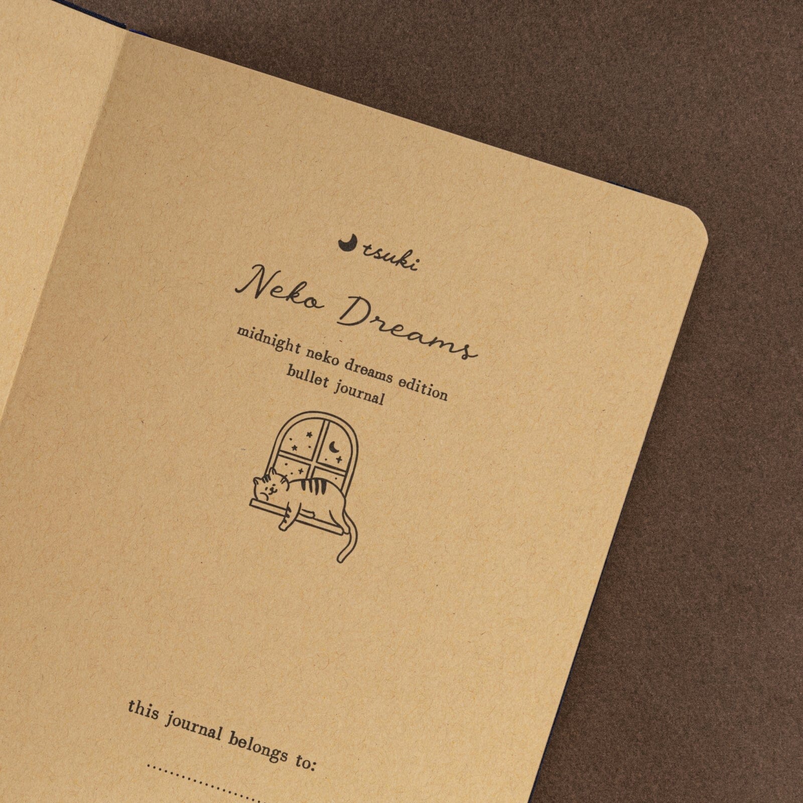 Tsuki 'Midnight Neko Dreams' Kraft Paper Bullet Journal ☾