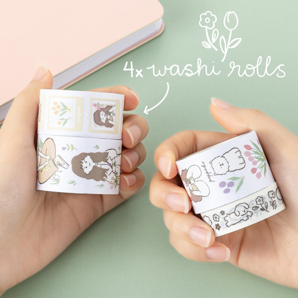 Tsuki 'Happy Day' Washi Tape Set by Notebook Therapy x Peppoko ☾