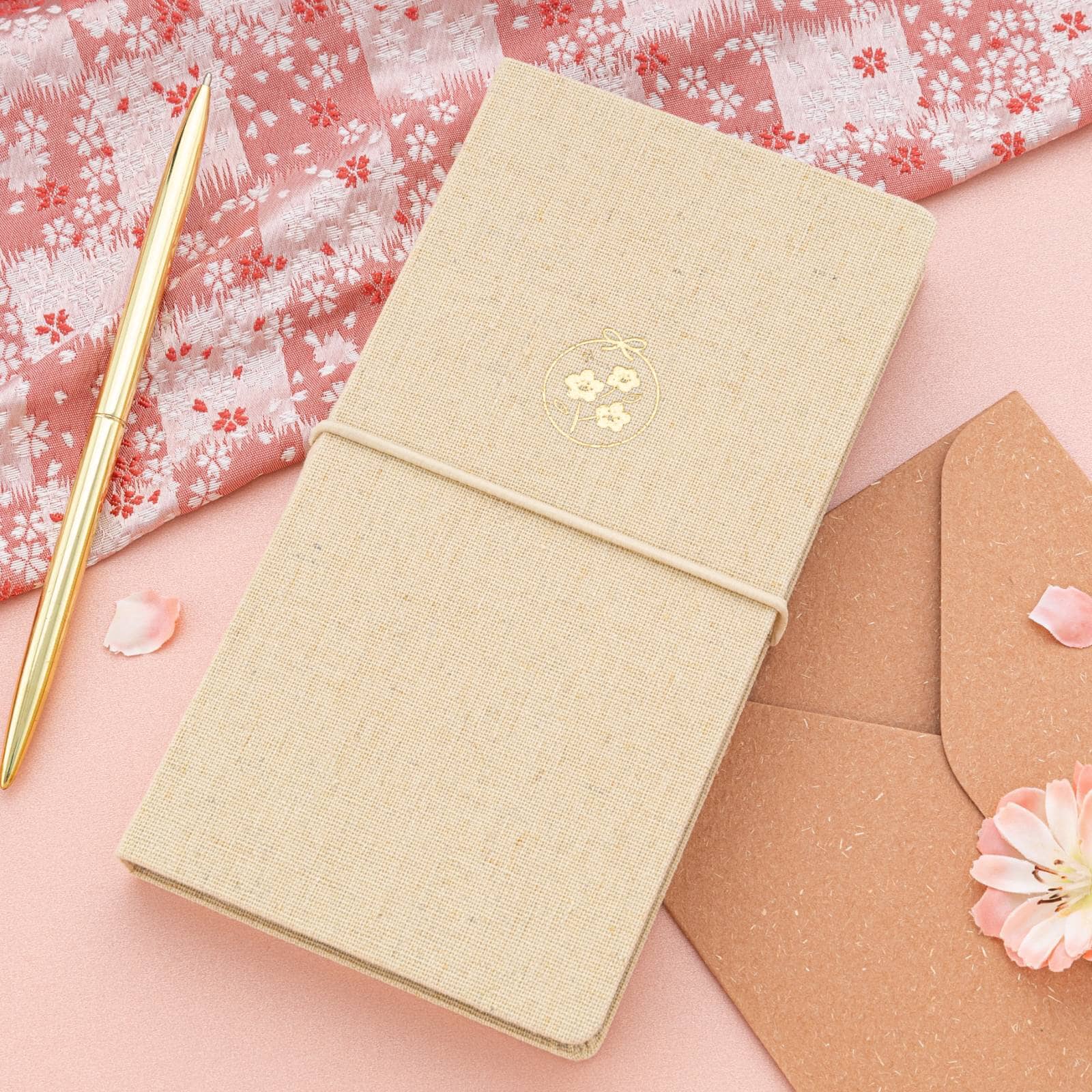 Tsuki 'Sakura Breeze' Kraft Paper Travel Notebook ☾