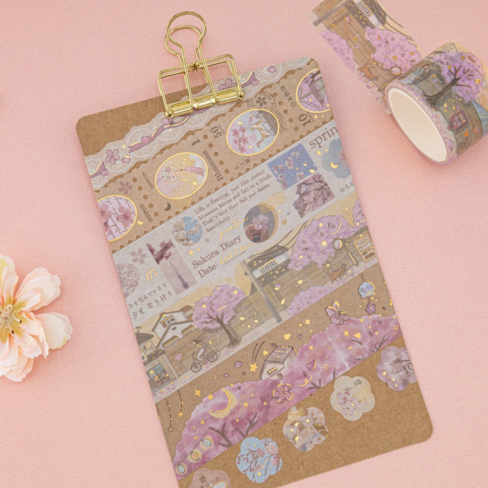 Tsuki 'Sakura Breeze' Washi Tape Set ☾